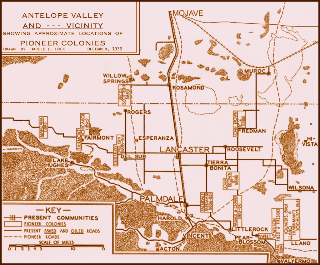 Antelope Valley Map of Pioneer Colonies