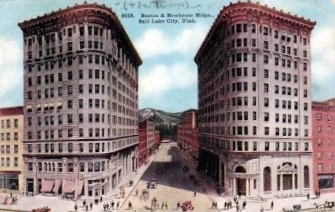 The Boston and Newhouse Buildings, Salt Lake City, vintage postcard