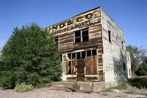 Abandoned building in Newhouse, Utah, now a ghost town