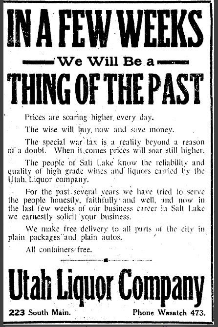 Utah Liquor Co of Salt Lake City, of Jake Bergerman, closing